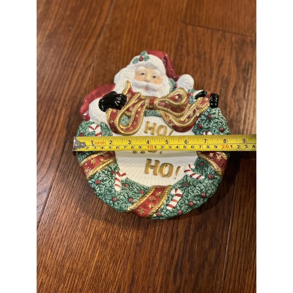 Fitz and Floyd Essentials Santa Wreath Christmas Canape Cookie Plate